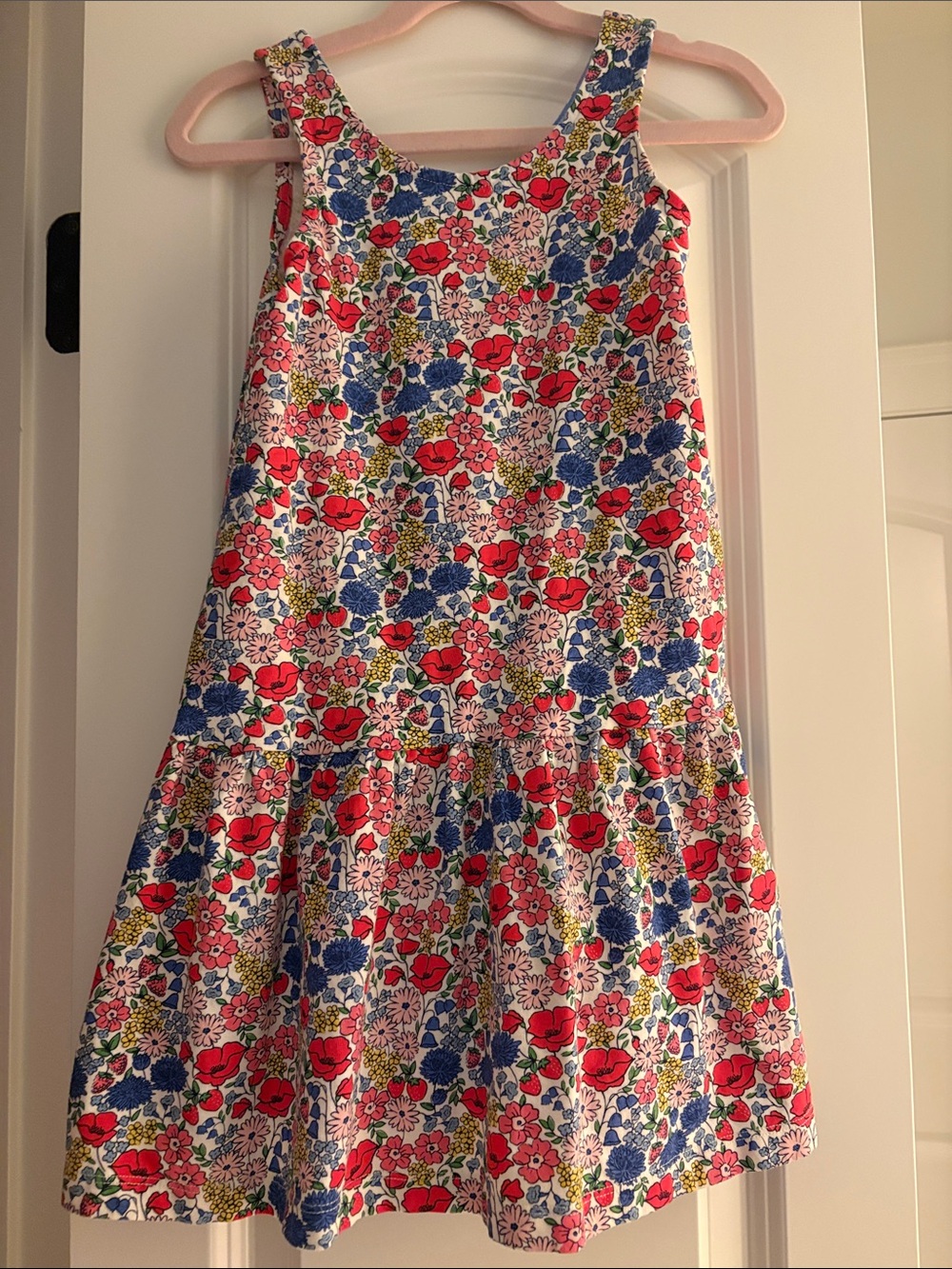 Mini Boden Floral Tank Dress in Red, Blue & Green